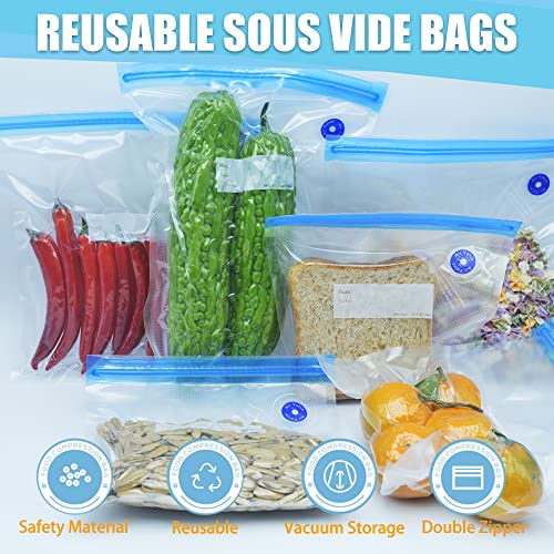  Sous Vide Bags 20pcs 8.3x8.7in/21x22cm BPA Free Reusable Vacuum Sealer Bags Keep Food Fresh