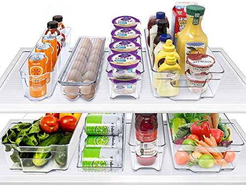  Clear Fridge Organizer Bins - Refrigerator Organizer Bins For Home Essentials, Food, Toiletries, Makeup, Cleaning Supplies, Laundry Room, Pantry And Kitchen Organization And Storage (6 Pack)