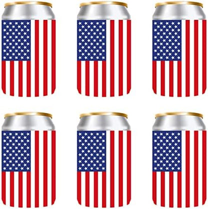  Can Cooler Sleeve (6 Pack) 12 Oz Neoprene Collapsible Cooler Can, Insulated Can Holder, 4mm Thick Beer &Soda Can Cover, Police Cooler Can Covers(Tie - Dye Mix)