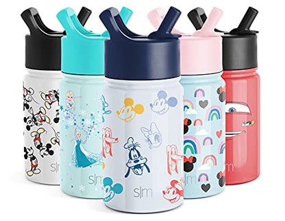  Disney Mickey Mouse Toddler Water Bottle With Straw Lid | Reusable Insulated Stainless Steel Kids Cup | Summit Collection | 10oz, Mickey & Friends