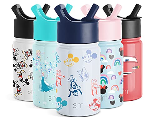  Disney Mickey Mouse Toddler Water Bottle With Straw Lid | Reusable Insulated Stainless Steel Kids Cup | Summit Collection | 10oz, Mickey & Friends