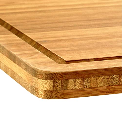  Bamboo Burner Cover Cutting Board, 3-Ply, Large, Square - Grooved/Flat (20"x20"x0.75")