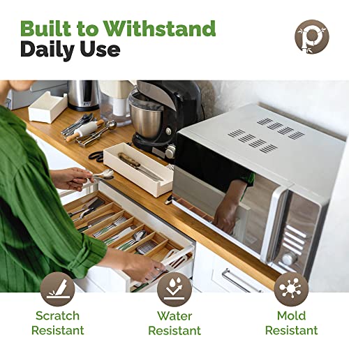  Silverware Organizer - Expandable Kitchen Drawer Organizer - Adjustable Kitchen Drawer Organizer For Utensils, Expandable To 25 Inches Wide, 10 Compartments, Silverware Tray For Drawer