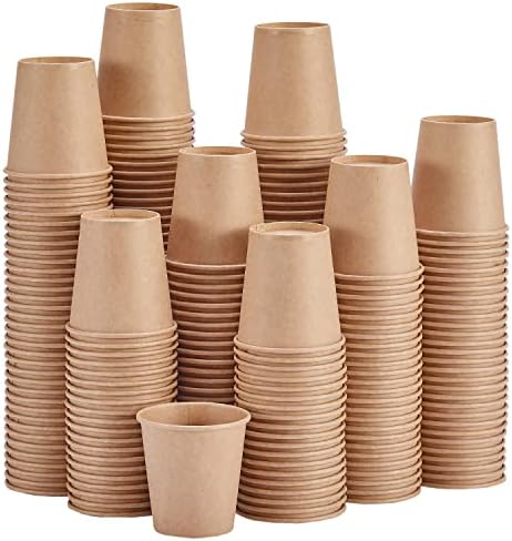  400 Pack 3 OZ Paper Cups, Disposable Bathroom Cups, Small Mouthwash Cups, Hot/Cold Beverage Drinking Mini Cup For Party, Wedding Christmas（Kraft）
