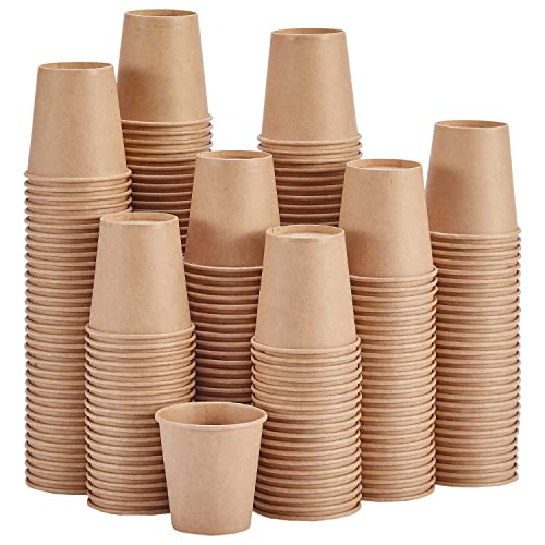  400 Pack 3 OZ Paper Cups, Disposable Bathroom Cups, Small Mouthwash Cups, Hot/Cold Beverage Drinking Mini Cup For Party, Wedding Christmas（Kraft）