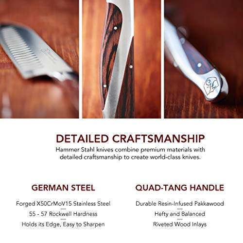  8-Inch Chef Knife - High Carbon German Forged Steel - Professional Kitchen Knife - Ergonomic Quad-Tang Pakkawood Handle
