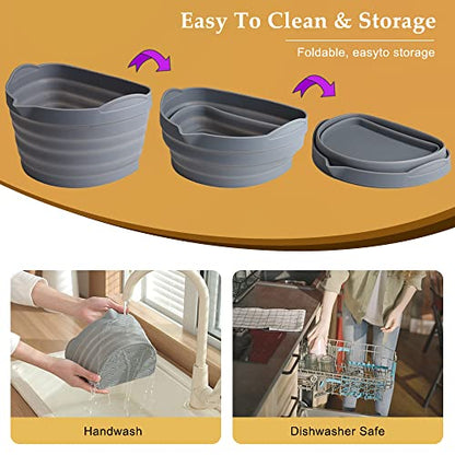  Slow Cooker Divider Liner Fit 6-8 QT, Silicone Crock Pot Liners Reusable Pot Divider Insert Cooking Accessories - Dishwasher Safe, Leakproof, BPA Free (Grey+Beige)