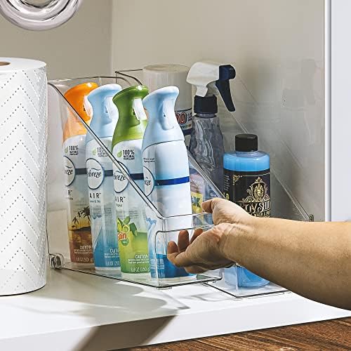  Roll Out Bottle Organization Bins - 2 Sizes Pantry Under Sink Organizer With Wheels & Handles - Clear Plastic Organizing Containers For Cleaning Supplies - Kitchen Cabinet Laundry Room Storage