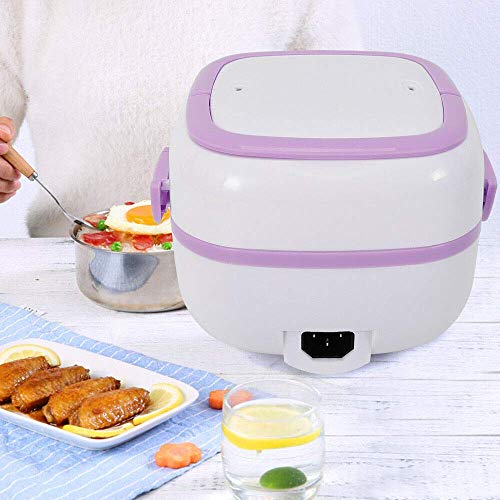  110V Portable 1L Mini Electric Lunch Box For Cooking Rice, Steaming Eggs, Vegetables, Meat And More,Removable Stainless Steel Rice Cooker For Car, Truck, Home And Work
