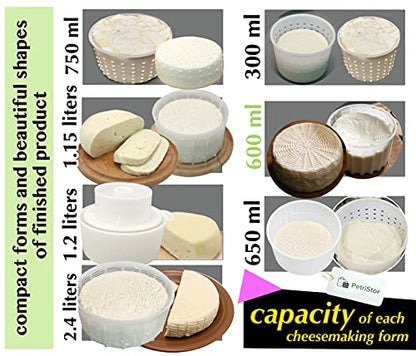  7 Pcs Cheesemaking Kit №1 Butter Punched Сheese Mold Press Strainer Cheese Tofu Press Mold Cheese Making Kit