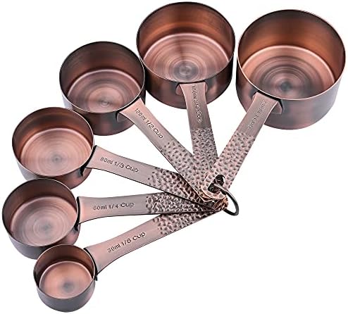  Measuring Cups And Spoons Set, Copper Measuring Cups And Spoons Set, Stainless Steel Measuring Cups And Spoons, Copper Plated Measuring Cups Spoons, 6 Measurer Cups, 7 Measurement Spoons