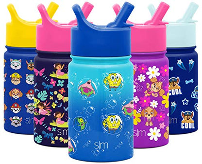  Kids Water Bottle With Straw Lid | Insulated Stainless Steel Reusable Tumbler For Toddlers, Girls, Boys | Summit Collection | 10oz, SpongeBob Bubbles