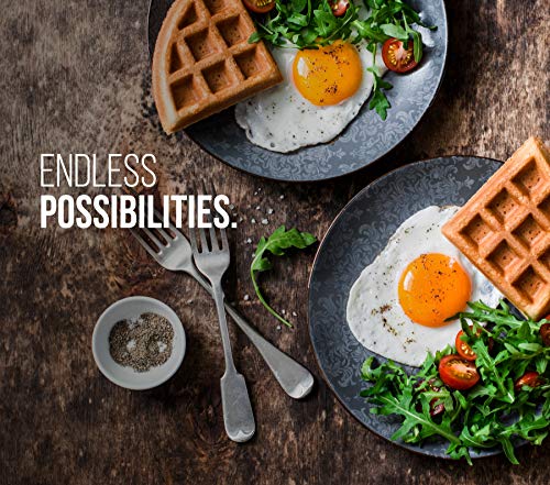  Anti-Overflow Belgian Waffle Maker W/Shade Selector, Temperature Control Mess Free Moat, Round WaffleIron W/Nonstick Plates & Cool Touch Handle, Measuring Cup Included, Black