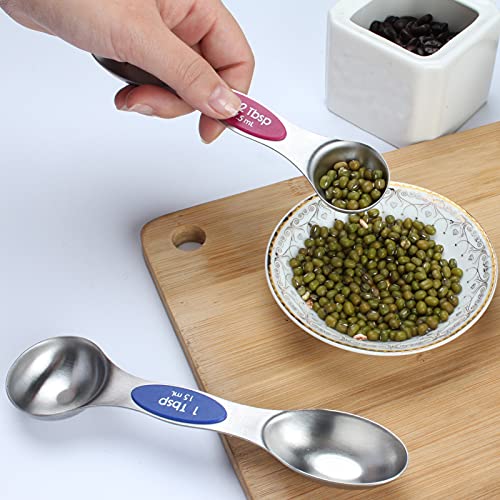  Kitchen Stainless Steel Baking Measuring Spoon &Cups Set For Dry Or Liquid (5 Pcs, Mixed Color)