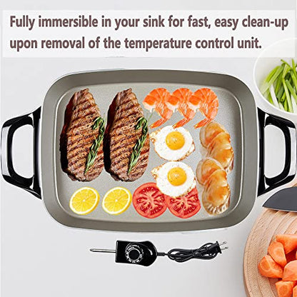  Ceramic Nonstick Electric Skillet - Serves 6 To 8 People (16-Inch, Grey)