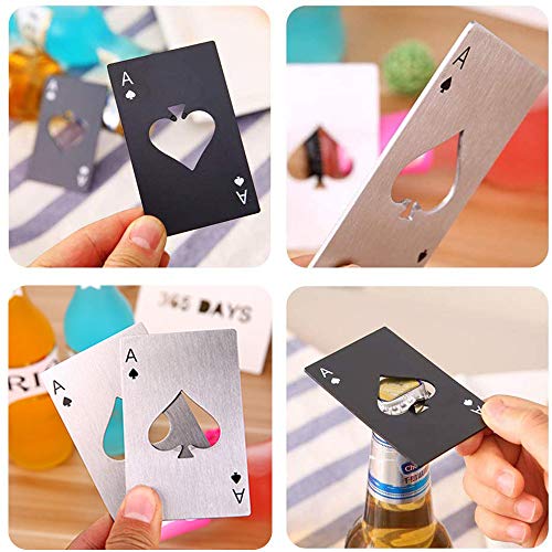  20Pcs Bottle Opener, Stainless Steel Credit Card Size Beer Opener Cap, Ace Of Spades Casino Poker Shaped Can Opener For Your Wallet, Suits For Family Bar Party Tools