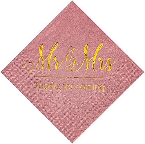  Wedding Napkins Mr Mrs Burgundy Silver Cocktail Beverage Dessert Disposable Napkins For Wedding Shower Engagement Party Decorations, Wedding Table Decor, 100 Pcs, 3-Ply