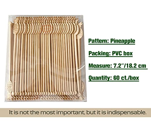  Sansnow Disposable Stirrers Coffee Stir Sticks, Bamboo Sticks For Hot Milk/Chocolate, Party Drink Stirring 60 Counts, 6.9"(Pineapple)