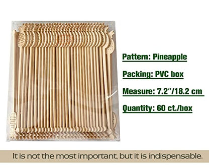  Sansnow Disposable Stirrers Coffee Stir Sticks, Bamboo Sticks For Hot Milk/Chocolate, Party Drink Stirring 60 Counts, 6.9"(Pineapple)