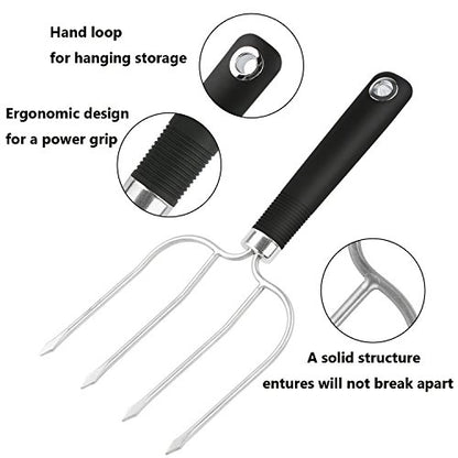  Urkey And Poultry Lifter Fork, Set Of 2 Stainless Steel Cooking Roasting Carving Meat Forks Tools Heat-resistant For BBQ Barbecue Grilling Smoking Transport Turning