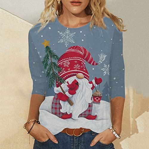  Womens 2022 Fall Fashion Tops Fall Plus Size Sweatshirts Long Sleeve Christmas Print Loose Tops Pullover Top Streetwear
