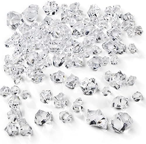  Fake Ice Cubes, 4.4Lbs 1,000PCS Acrylic Ice Cubes Clear Rocks Fake Diamonds Clear Acrylic Vase Filler Plastic Crystals Clear Fake Crushed Ice Rocks Acrylic Gems