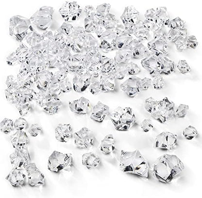  Fake Ice Cubes, 4.4Lbs 1,000PCS Acrylic Ice Cubes Clear Rocks Fake Diamonds Clear Acrylic Vase Filler Plastic Crystals Clear Fake Crushed Ice Rocks Acrylic Gems