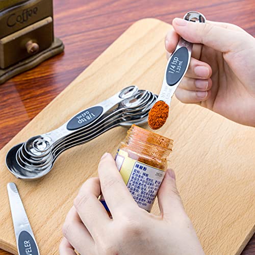  Measuring Spoons 18/8 Stainless Steel Measuring Spoons Set Of 7 Piece With 1 Leveler Dry And Liquid Ingredients (Dual Sided)