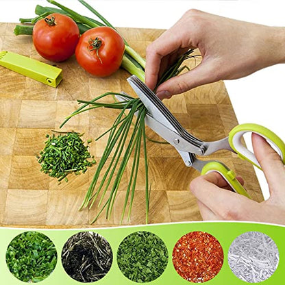 GENERIC Herb Scissors Set, Kitchen Scissors With 5 Blades And Cover, Multipurpose Cutting Kitchen Herb Shears With Safety Cover And Cleaning Comb For Cutting Herbs And Papers