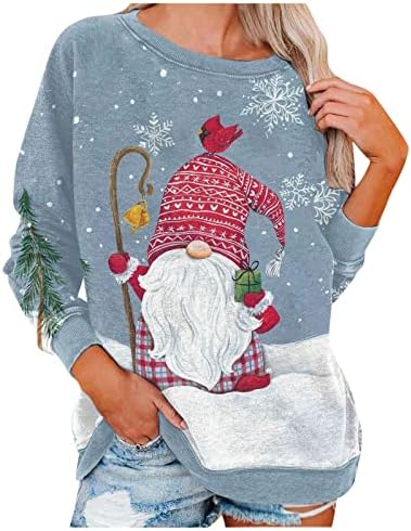  Sweatshirts For Women Loose Fit Fall Loose Tops Christmas Print Long Sleeve Sweatshirts Plus Size Pullover Top