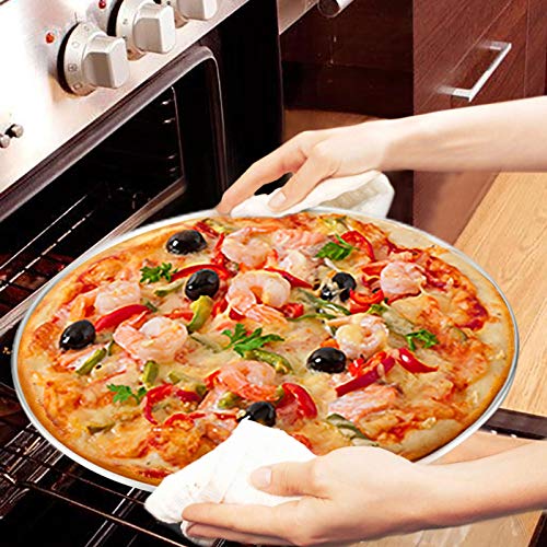  Pizza Pan, 12 Inch Pizza Pan Set Round Pizza Oven Baking Pans Tray Stainless Steel For Home Restaurant Party, Healthy & Heavy Duty, Dishwasher Safe & Easy Clean - Set Of 4