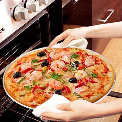  Pizza Pan, 12 Inch Pizza Pan Set Round Pizza Oven Baking Pans Tray Stainless Steel For Home Restaurant Party, Healthy & Heavy Duty, Dishwasher Safe & Easy Clean - Set Of 4
