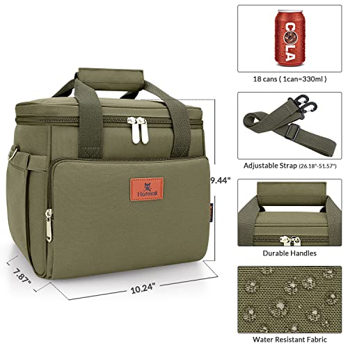  Insulated Lunch Bag For Women/Men, 12L (18 Cans) Leakproof Lunch Box For Adults, Womens Lunch Bag For Work, Reusable Lunch Cooler Tote Bag With Shoulder Strap, Green