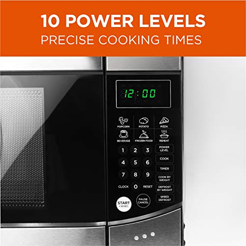  Untertop 0.9 Cubic Feet Microwave Oven, 900 Watt, Stainless Steel Front With Black Cabinet, Commercial Chef CHM009 & Amazon Basics 2 Slice, Extra-Wide Slot Toaster With 6 Shade Settings, Black