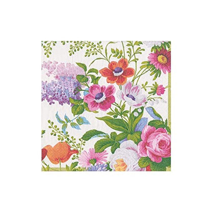  Edwardian Garden Flower Party Paper Cocktail Napkins In Ivory, Two Packs Of 20