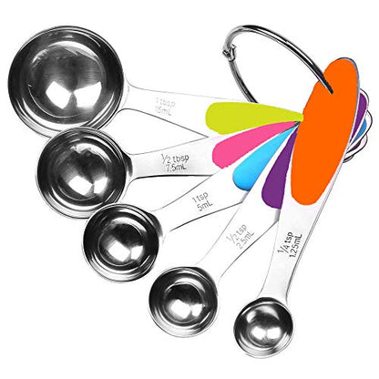  -Stainless Steel Measuring Spoons 5 Piece Stackable Set - Measuring Set For Cooking And Bakin (A)