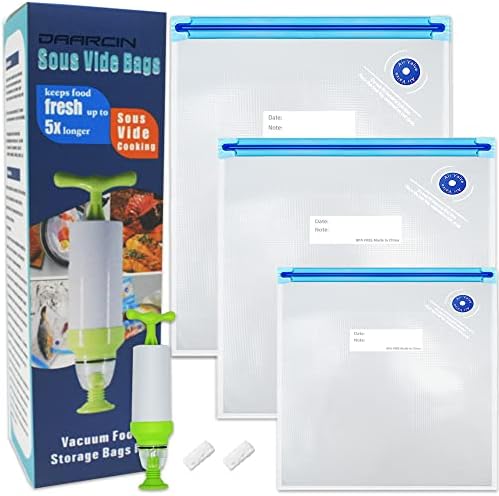  Sous Vide Bags 20pcs 8.3x8.7in/21x22cm BPA Free Reusable Vacuum Sealer Bags Keep Food Fresh