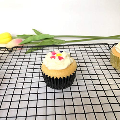  Classic Black Paper-Lined Foil Cupcake Liners Standard Baking Cups For Party And More, 120-Count