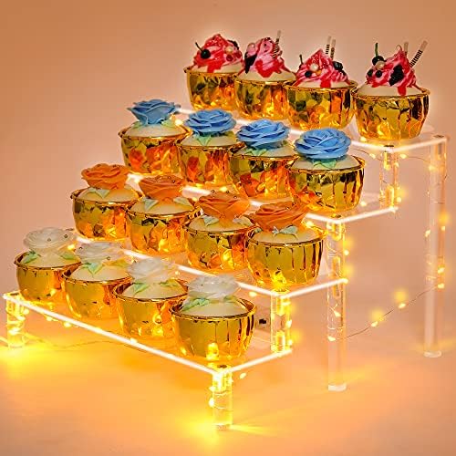  Display Shelf Cake Stand – 4 Tier Shelf Cake Pop Stand – Multifunctional And Durable Acrylic Stand – Mounting Hardware Included – Ideal For Desserts, Cosmetics, Glassware, Figurines