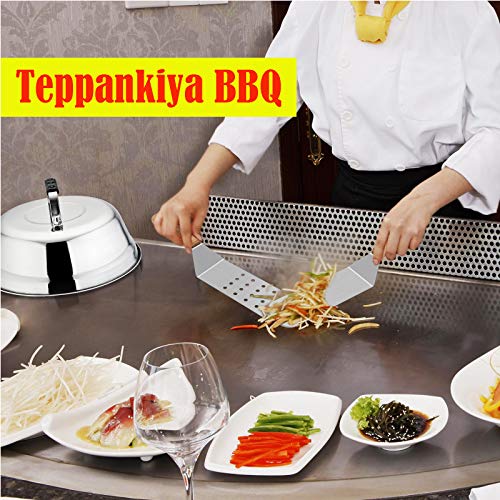  Metal Spatula Set, HaSteeL Stainless Steel Griddle Spatula Tools Kit With Wooden Handle, Heavy Duty Long Pancake Flipper Burger Turner For BBQ Teppanyaki Flat Top Grilling Cooking Outdoor & Indoor