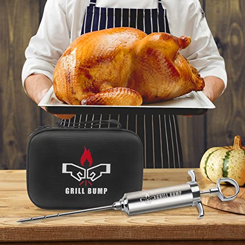  Rill Bump Meat Injector Syringe Kit With 3 Professional Marinade Injector Needles And Travel Case For BBQ Grill Smoker, Turkey And Brisket; 2-oz Large Capacity, Both Paper User Manual And E-Book