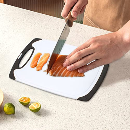  Kitchen Cutting Board - Juice Grooves With Easy-Grip Handles, Non-Porous, Dishwasher Safe L, Black)