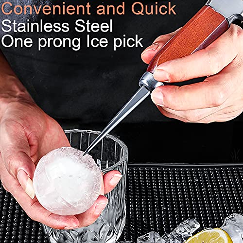  Ice Pick - 7 Inch Stainless Steel Ice Crusher With Wood Handle, Japanese Style Ice Chipper Dual-action Ice Chisel Ideal For Bars And Home