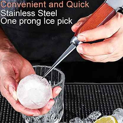 Ice Pick - 7 Inch Stainless Steel Ice Crusher With Wood Handle, Japanese Style Ice Chipper Dual-action Ice Chisel Ideal For Bars And Home