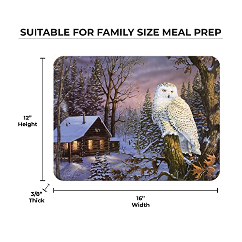  Tempered Glass Cutting Board, 12 By 16 Inches, White Owl