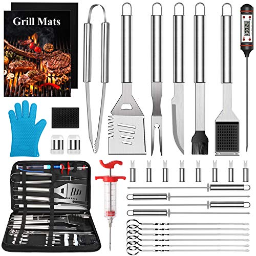  BBQ Grill Accessories Grilling Tools Set, 33PCS Stainless Steel BBQ Accessories With Carry Bag, Barbecue Utensils Set For Camping, Kitchen, Outdoor, Perfect BBQ Tools Gift For Men Women