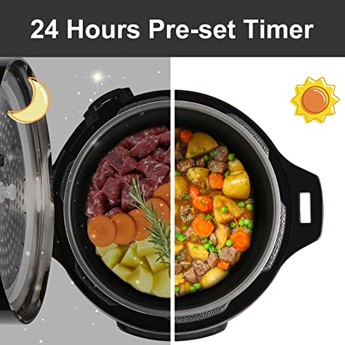  Electric Pressure Cooker 9-in-1, 6-qt Multi-Functional Built-in Programs Pressure Pot, 10+ Safety-Features Multicooker, Slow Cooker, Rice Cooker, Steamer, Sauté, Yogurt Maker, Warmer & Sterilizer W/ Measuring Cup & Stainless Steel Rack