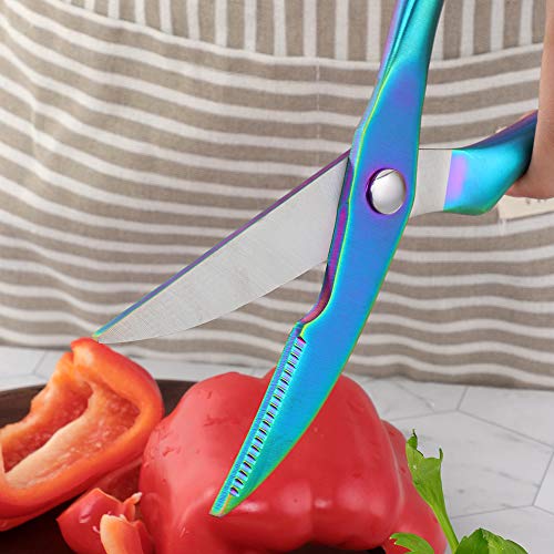  Poultry Shears Stainless Steel Rainbow Scissors Durable Sharp Spring Loaded Kitchen Meat Shear Cutting Food Meat Chicken Bone Vegetables