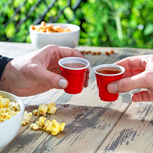  [300 Count] 2 Oz. Mini Plastic Shot Glasses - Red Disposable Jello Shot Cups