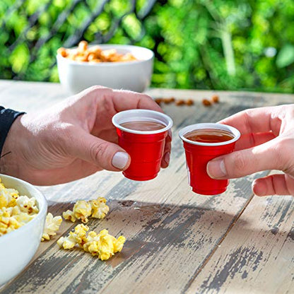 [300 Count] 2 Oz. Mini Plastic Shot Glasses - Red Disposable Jello Shot Cups